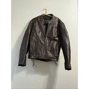 Men’s VTG  leather aviation pilot  brown distressed motorcycle jacket Size XL